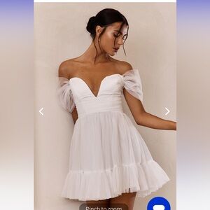 PIXI OFF-SHOULDER LACE-UP BACK MINI DRESS WHITE- from Selfie Leslie, never worn